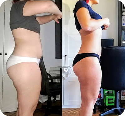 Fitness body transformation of a woman, weight loss